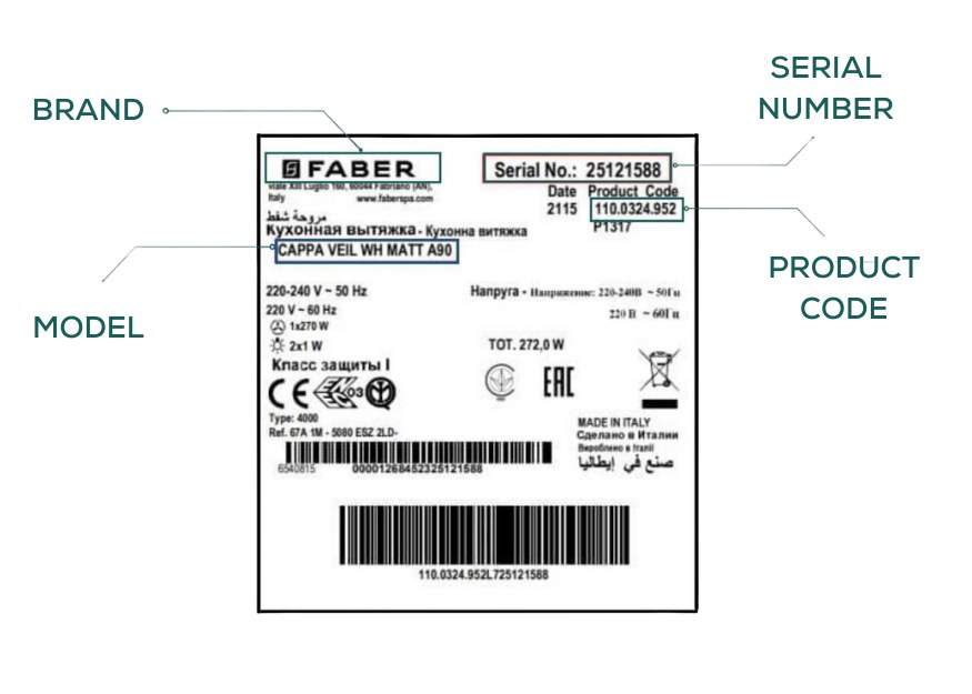 Faber hood model on label